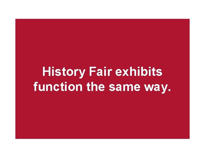 History Fair exhibits function the same way. 