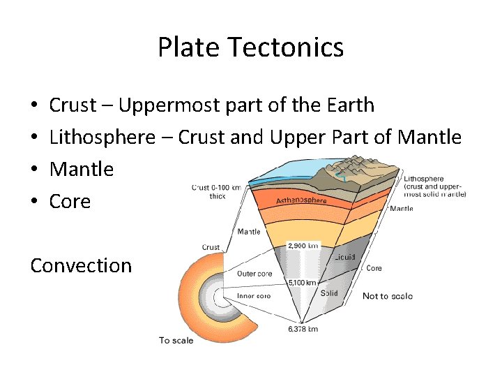 Plate Tectonics • • Crust – Uppermost part of the Earth Lithosphere – Crust