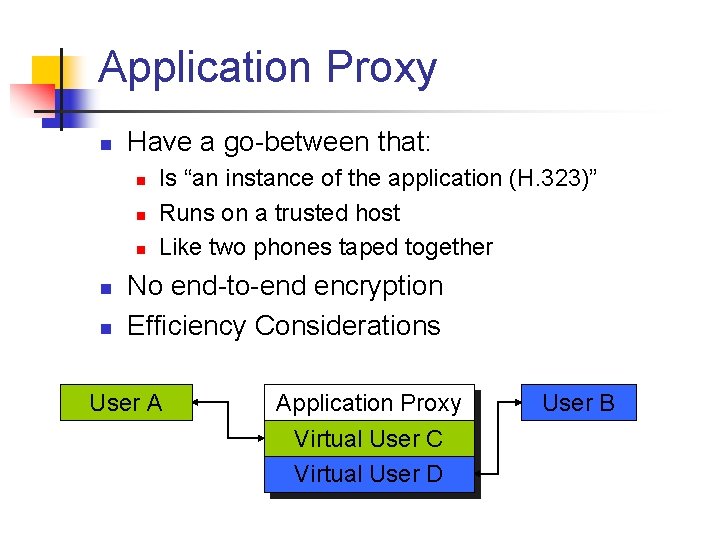 Application Proxy n Have a go-between that: n n n Is “an instance of
