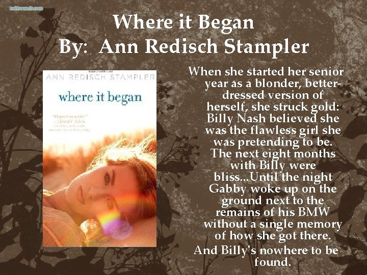 Where it Began By: Ann Redisch Stampler When she started her senior year as