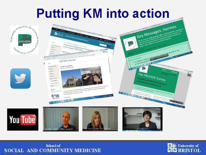Putting KM into action School of SOCIAL AND COMMUNITY MEDICINE University of BRISTOL 