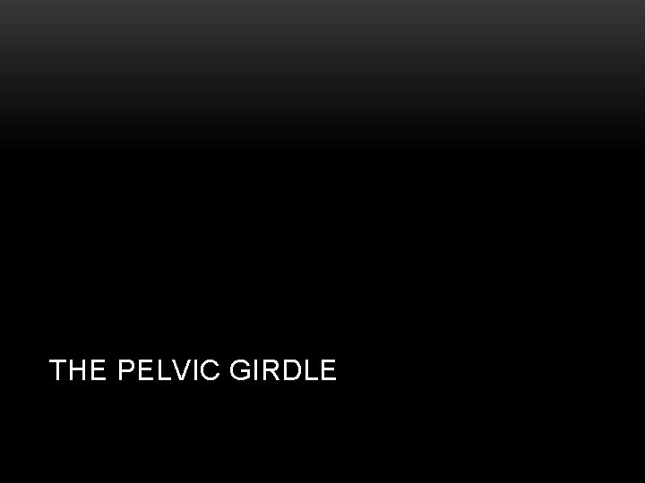 THE PELVIC GIRDLE 