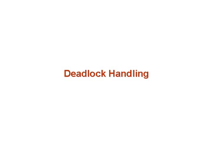 Deadlock Handling 