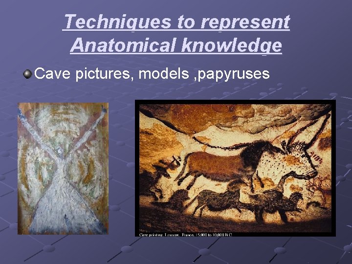 Techniques to represent Anatomical knowledge Cave pictures, models , papyruses 