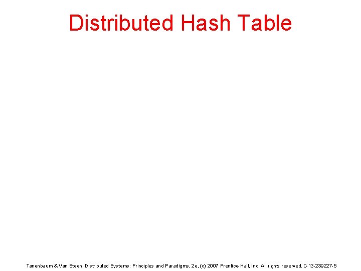 Distributed Hash Table Tanenbaum & Van Steen, Distributed Systems: Principles and Paradigms, 2 e,