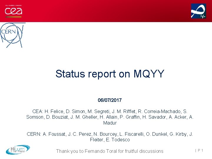 Status Report On Mqyy Cea H Felice