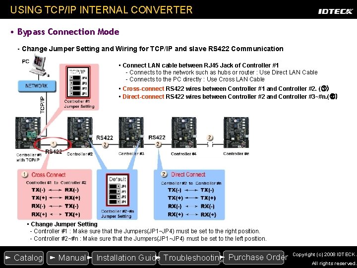 USING TCP/IP INTERNAL CONVERTER • Bypass Connection Mode - Change Jumper Setting and Wiring