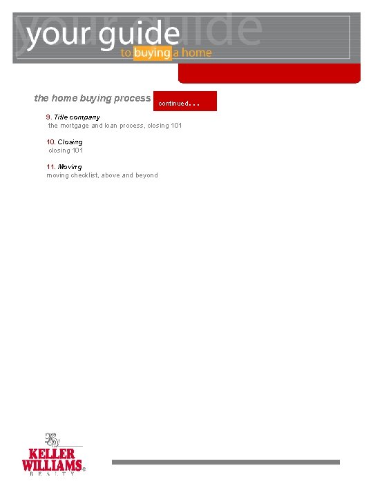 the home buying process 9. Title company the mortgage and loan process, closing 101