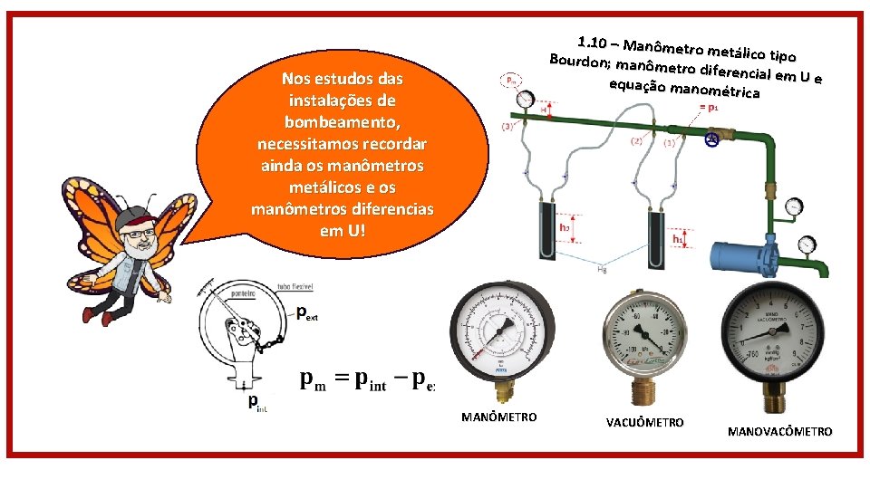 1. 10 – Manômetr o metálico tipo Bourdon; manôm etro diferencial e m. Ue