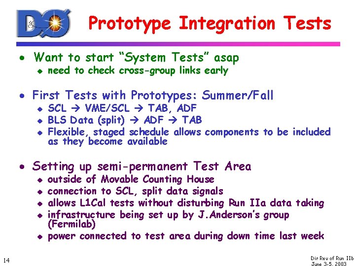 Prototype Integration Tests · Want to start “System Tests” asap u need to check