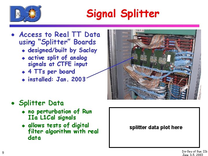 Signal Splitter · Access to Real TT Data using “Splitter” Boards u u designed/built
