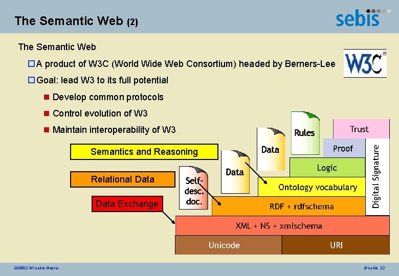 The Semantic Web (2) The Semantic Web o A product of W 3 C