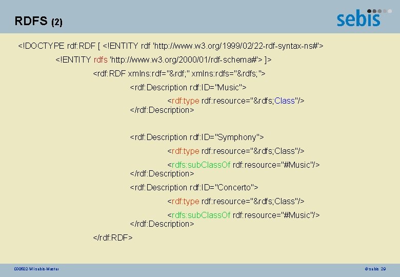 RDFS (2) <!DOCTYPE rdf: RDF [ <!ENTITY rdf 'http: //www. w 3. org/1999/02/22 -rdf-syntax-ns#'>