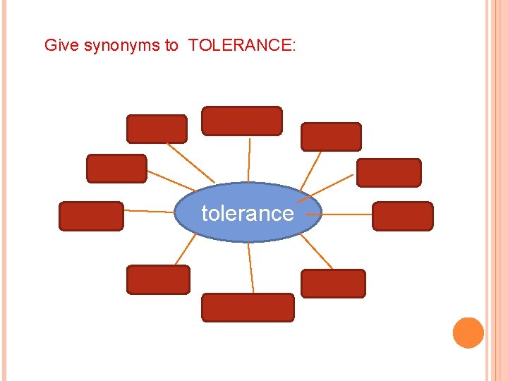  Give synonyms to TOLERANCE: tolerance 