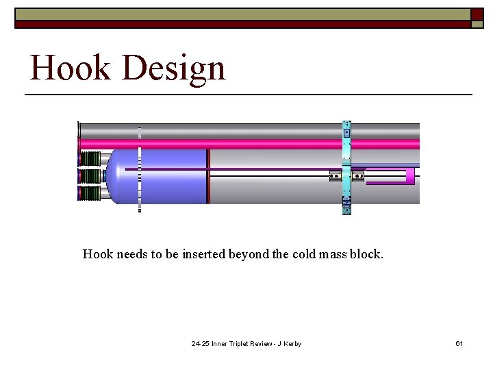 Hook Design Hook needs to be inserted beyond the cold mass block. 24 -25