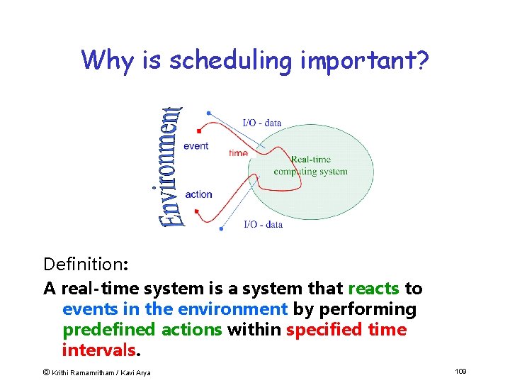 Why is scheduling important? Definition: A real-time system is a system that reacts to