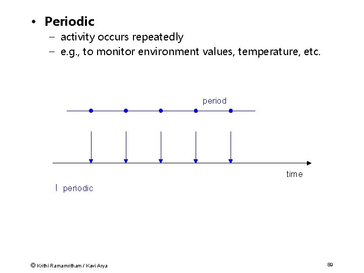 • Periodic – activity occurs repeatedly – e. g. , to monitor environment