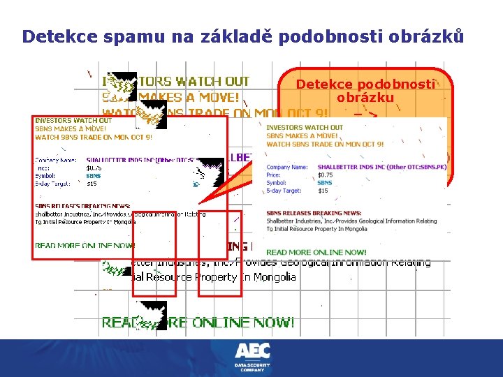 Detekce spamu na základě podobnosti obrázků Detekce podobnosti obrázku => s určitou mírou pravděpodobností