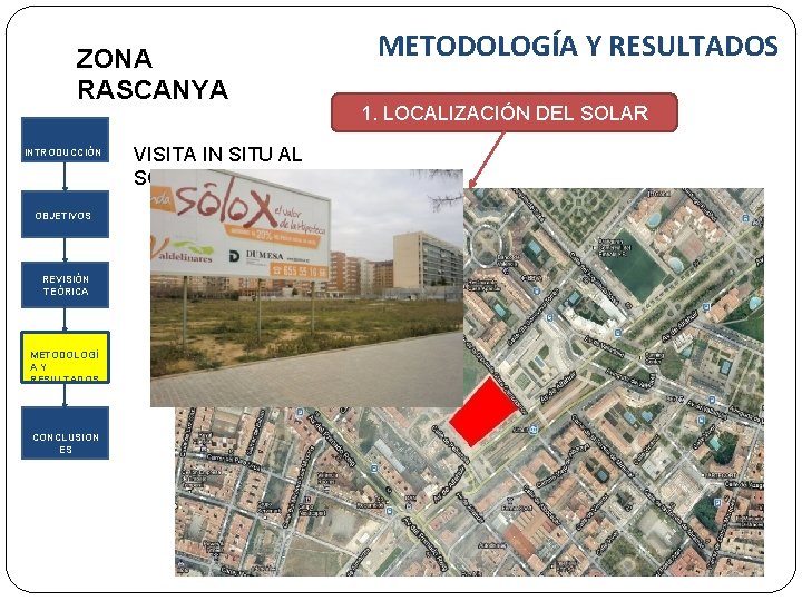 ZONA RASCANYA INTRODUCCIÓN OBJETIVOS REVISIÓN TEÓRICA METODOLOGÍ A Y RESULTADOS CONCLUSION ES VISITA IN