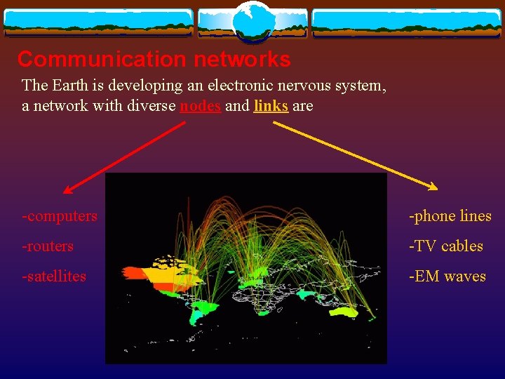 Communication networks The Earth is developing an electronic nervous system, a network with diverse