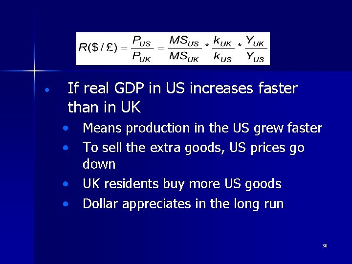  • If real GDP in US increases faster than in UK • Means