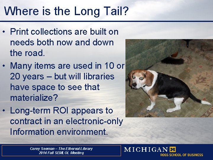 Where is the Long Tail? • Print collections are built on needs both now