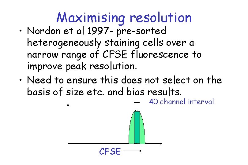 Maximising resolution • Nordon et al 1997 - pre-sorted heterogeneously staining cells over a