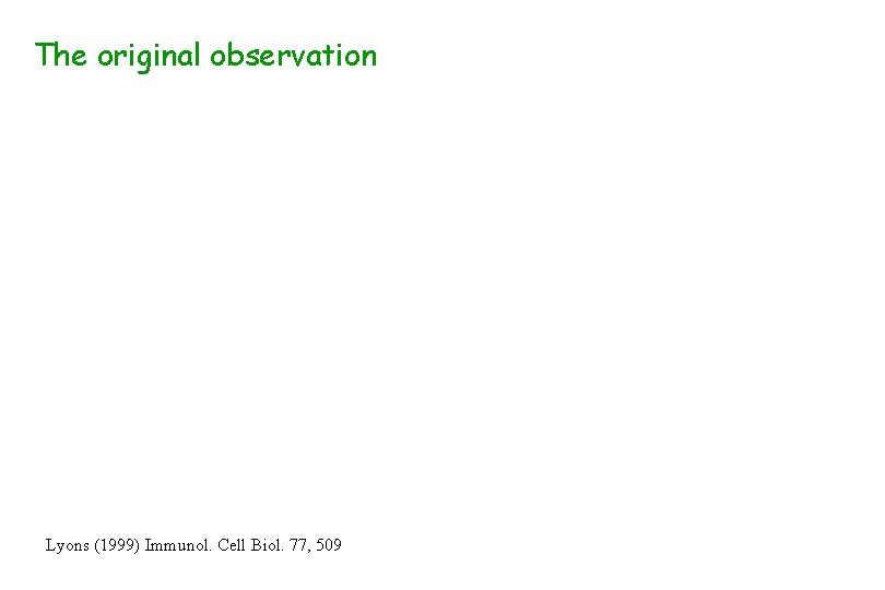 The original observation Lyons (1999) Immunol. Cell Biol. 77, 509 