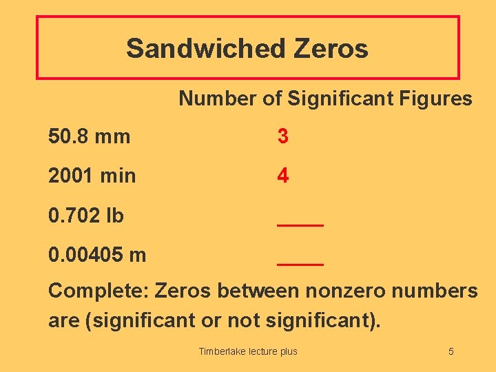 Sandwiched Zeros Number of Significant Figures 50. 8 mm 3 2001 min 4 0.