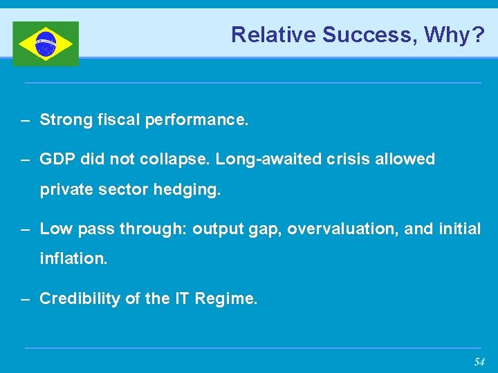 Relative Success, Why? – Strong fiscal performance. – GDP did not collapse. Long-awaited crisis