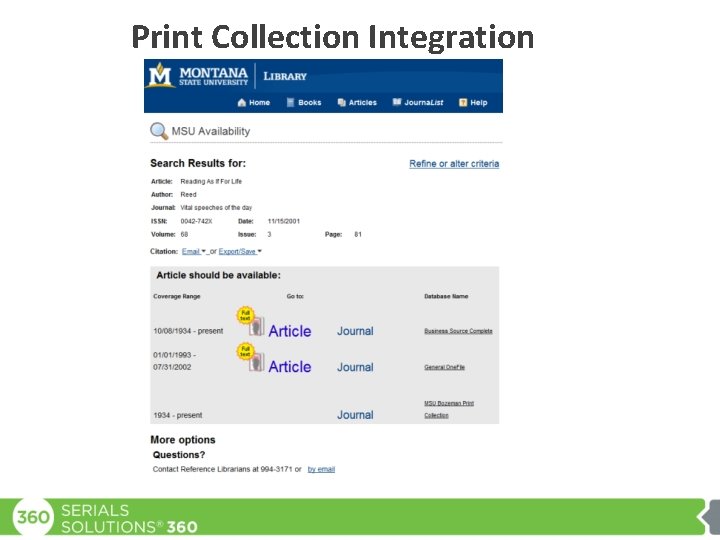 Print Collection Integration 