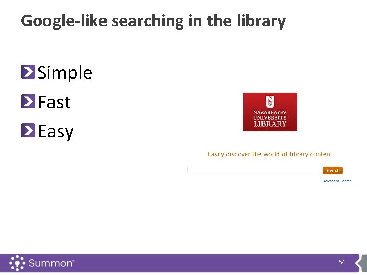 Google-like searching in the library Simple Fast Easy 54 