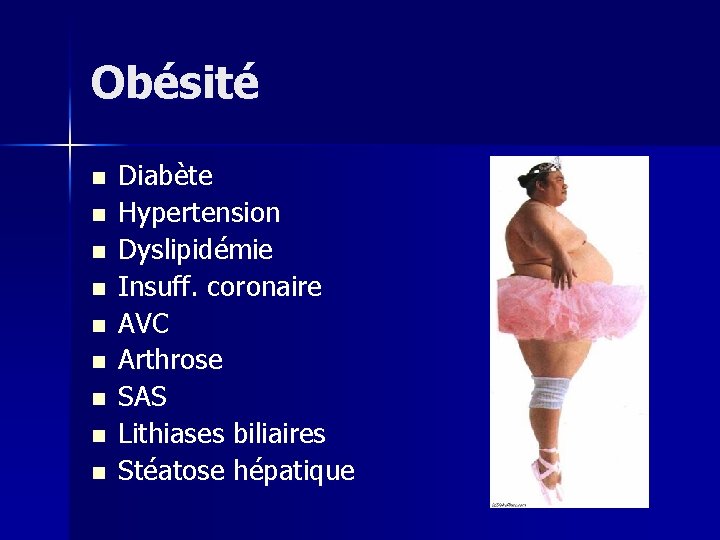 Obésité n n n n n Diabète Hypertension Dyslipidémie Insuff. coronaire AVC Arthrose SAS