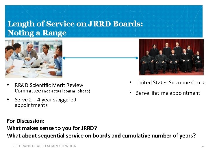 Length of Service on JRRD Boards: Noting a Range • RR&D Scientific Merit Review