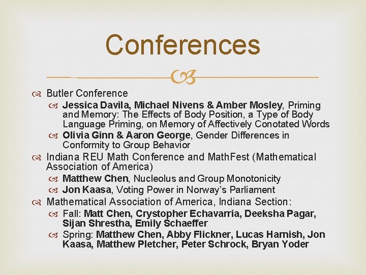 Conferences Butler Conference Jessica Davila, Michael Nivens & Amber Mosley, Priming and Memory: The