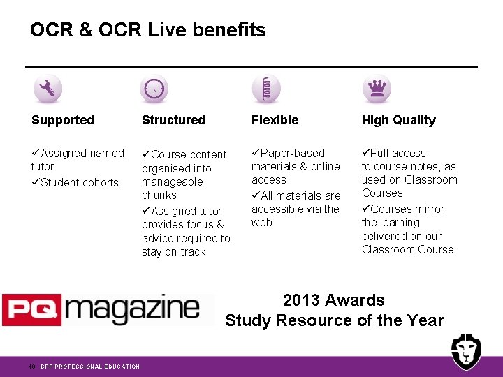 OCR & OCR Live benefits Supported Structured Flexible High Quality üAssigned named tutor üStudent