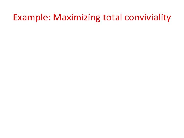 Example: Maximizing total conviviality 
