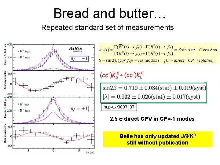 Bread and butter… Repeated standard set of measurements hep-ex/0607107 2. 5 s direct CPV