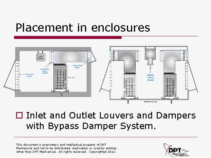 Placement in enclosures o Inlet and Outlet Louvers and Dampers with Bypass Damper System.