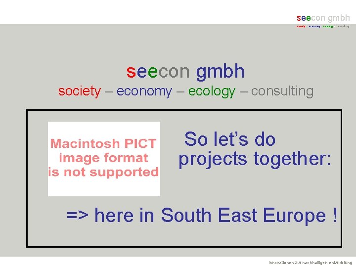 seecon gmbh society - economy - ecology - consulting seecon gmbh society – economy