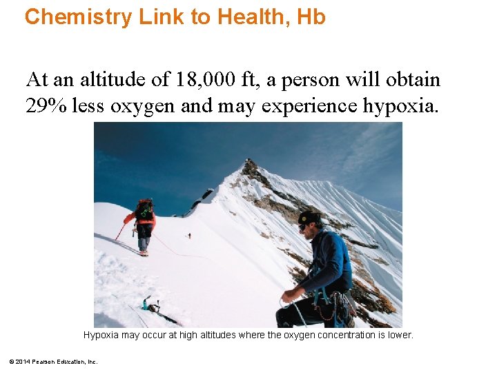 Chemistry Link to Health, Hb At an altitude of 18, 000 ft, a person