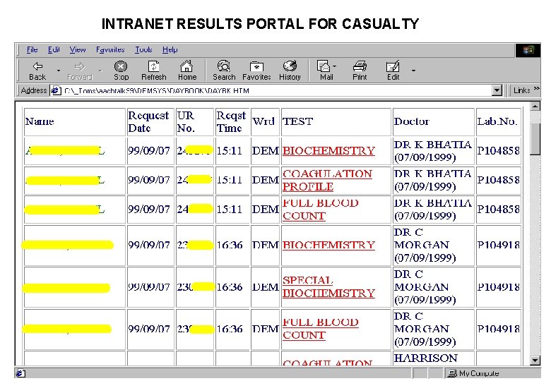 INTRANET RESULTS PORTAL FOR CASUALTY 