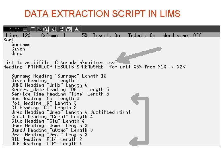 DATA EXTRACTION SCRIPT IN LIMS 