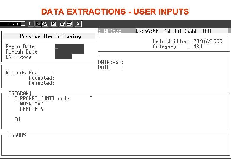 DATA EXTRACTIONS - USER INPUTS 