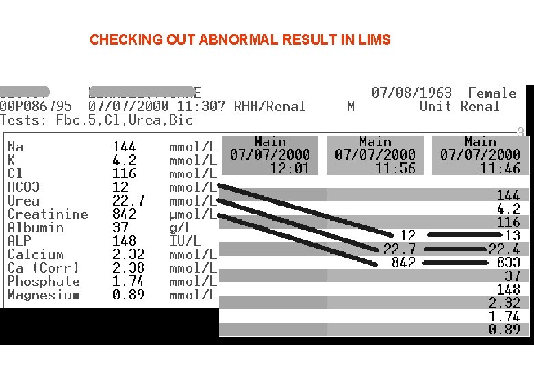 CHECKING OUT ABNORMAL RESULT IN LIMS 