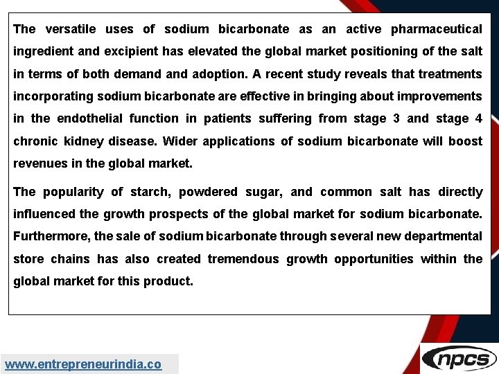The versatile uses of sodium bicarbonate as an active pharmaceutical ingredient and excipient has
