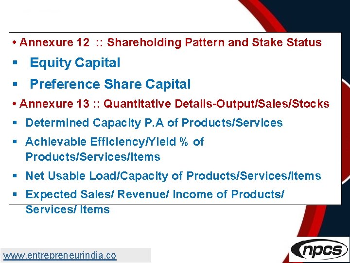  • Annexure 12 : : Shareholding Pattern and Stake Status § Equity Capital