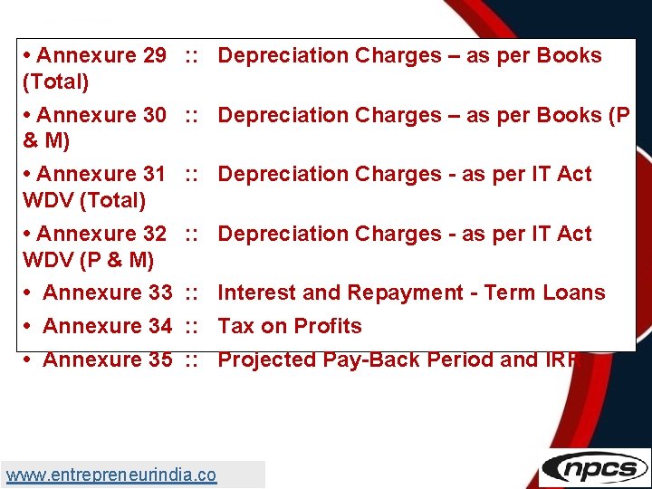  • Annexure 29 : : Depreciation Charges – as per Books (Total) •