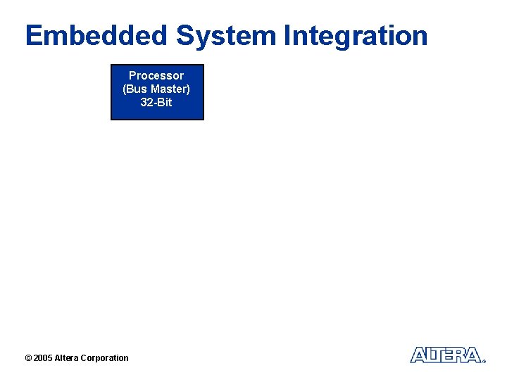 Embedded System Integration Processor (Bus Master) 32 -Bit © 2005 Altera Corporation 