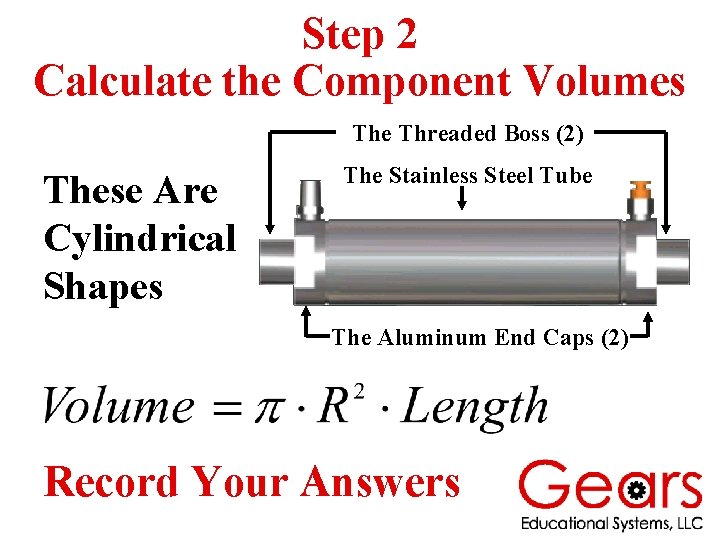 Step 2 Calculate the Component Volumes The Threaded Boss (2) These Are Cylindrical Shapes